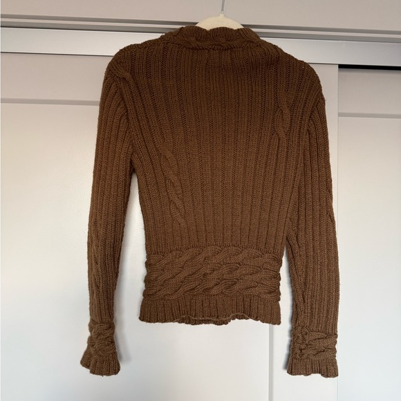 Handmade Handknit Brown Cable Knit Women's Sweater - Picture 5 of 6